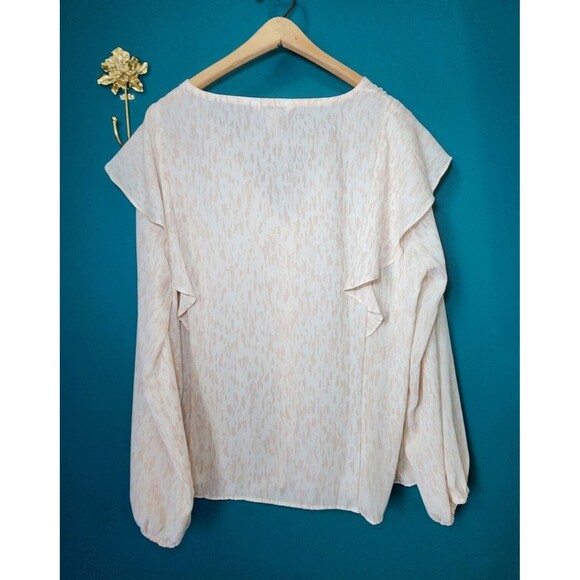 Nine West Women’s XL Peach Cream Ruffle Blouse Tunic Boho Prairie Top - Picture 4 of 8